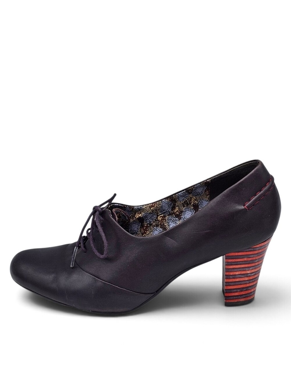 Camper Colosseum Purple Leather Lace Up Block Heel Pumps 39 8.5 US - Picture 2 of 13